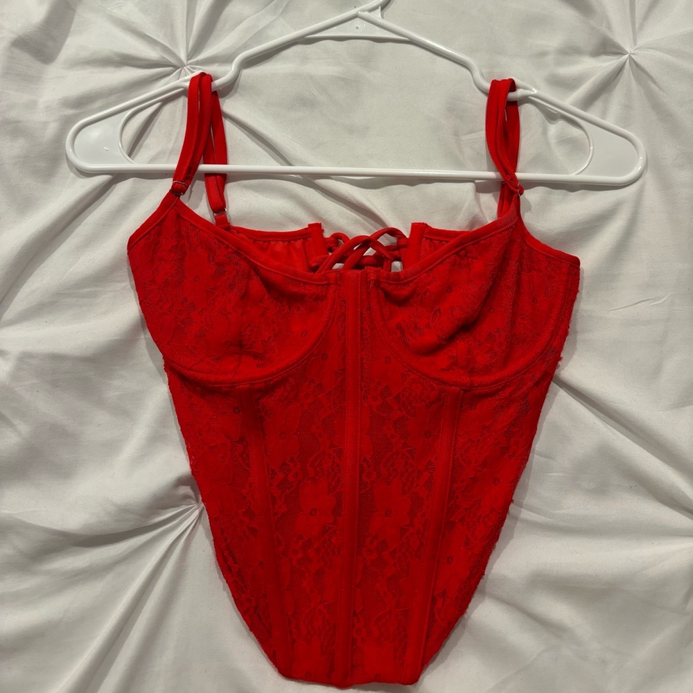Tic Toc red lace corset top